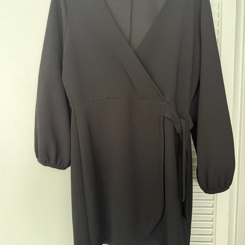Texture and Thread Madewell Faux wrap black mini dress